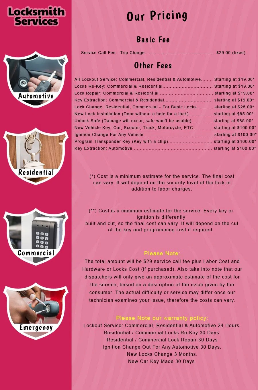 Englewood NJ Locksmith Store Englewood, NJ 201-367-1401 - price-list-c-18